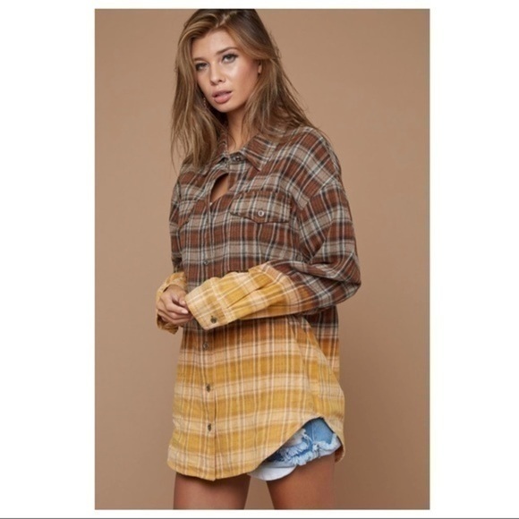 BROCK-Ombré Plaid BoyFriend Shirt - Picture 6 of 8